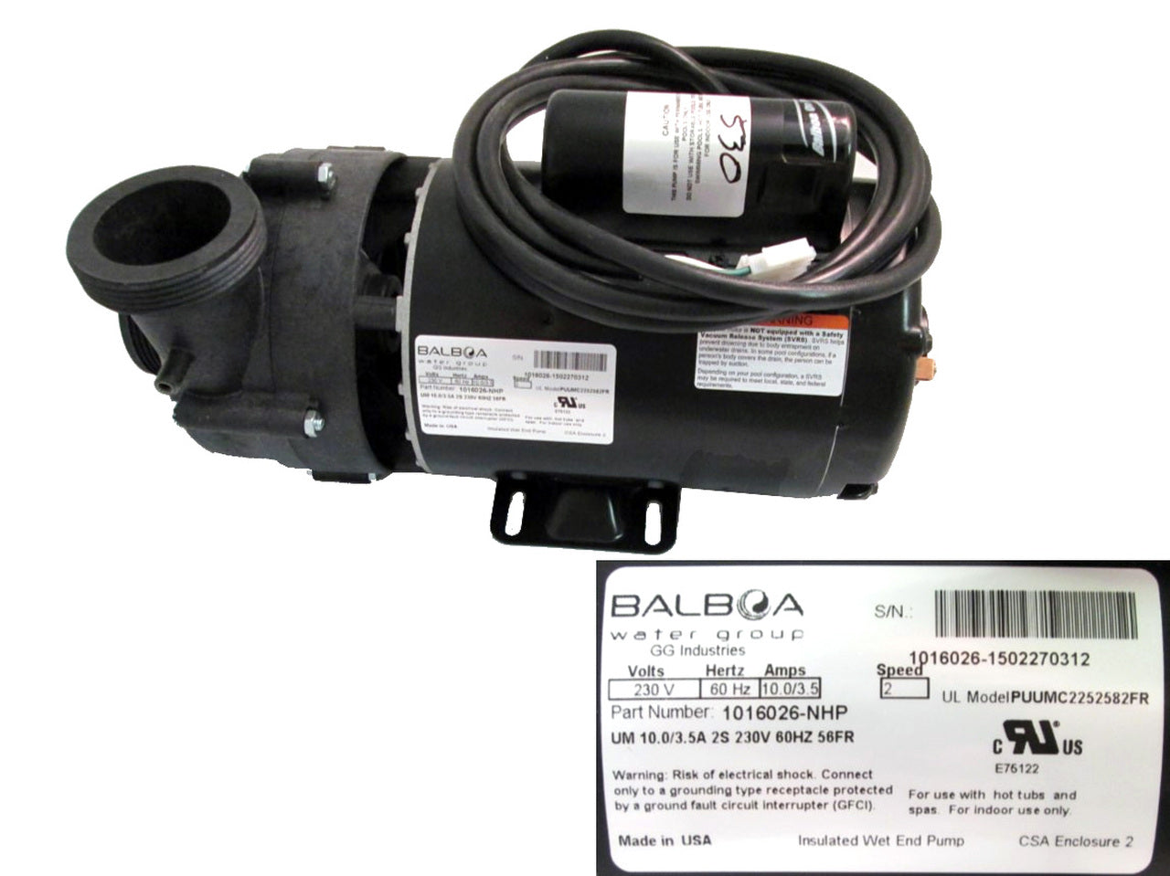 Pump, 10a 2sp 230v 56fr